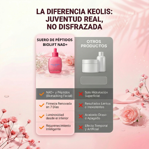Suero de Péptidos BioLift NAD+ — Mejora visible de la piel en 7 días.