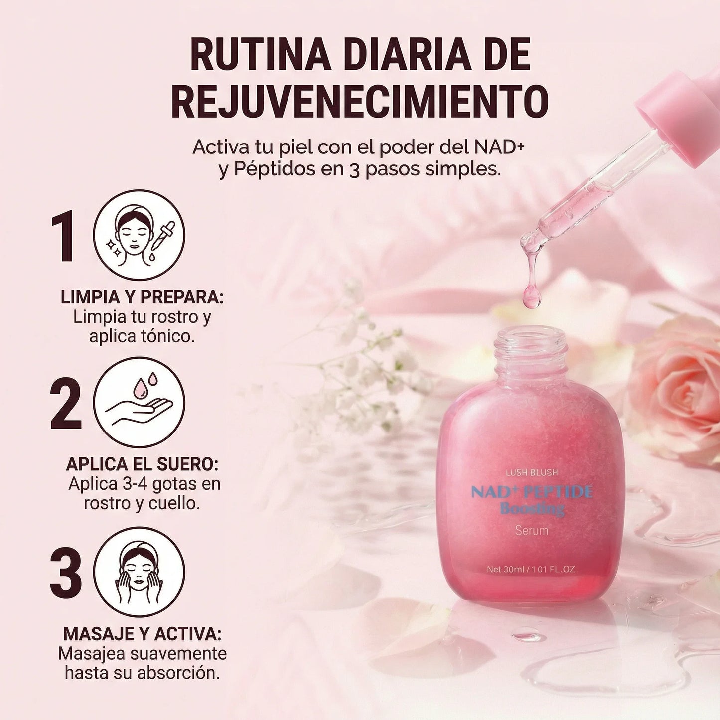 Suero de Péptidos BioLift NAD+ — Mejora visible de la piel en 7 días.